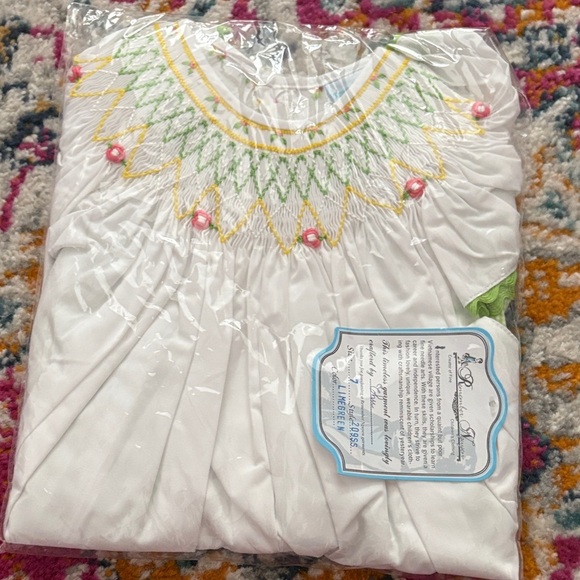 Other - White Smocked Dress with Colorful Embroidery